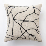 coussin brodé géométrique moderne beige noir amovible lavable