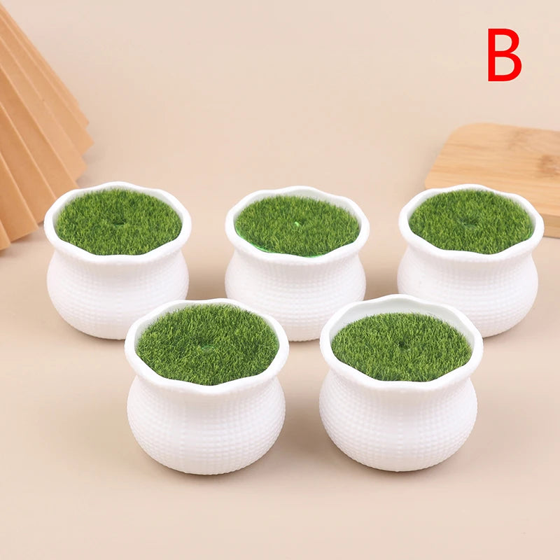 pots decoratifs plastique blanc faux gazon vert geometrique moderne minimaliste decoration maison jardin