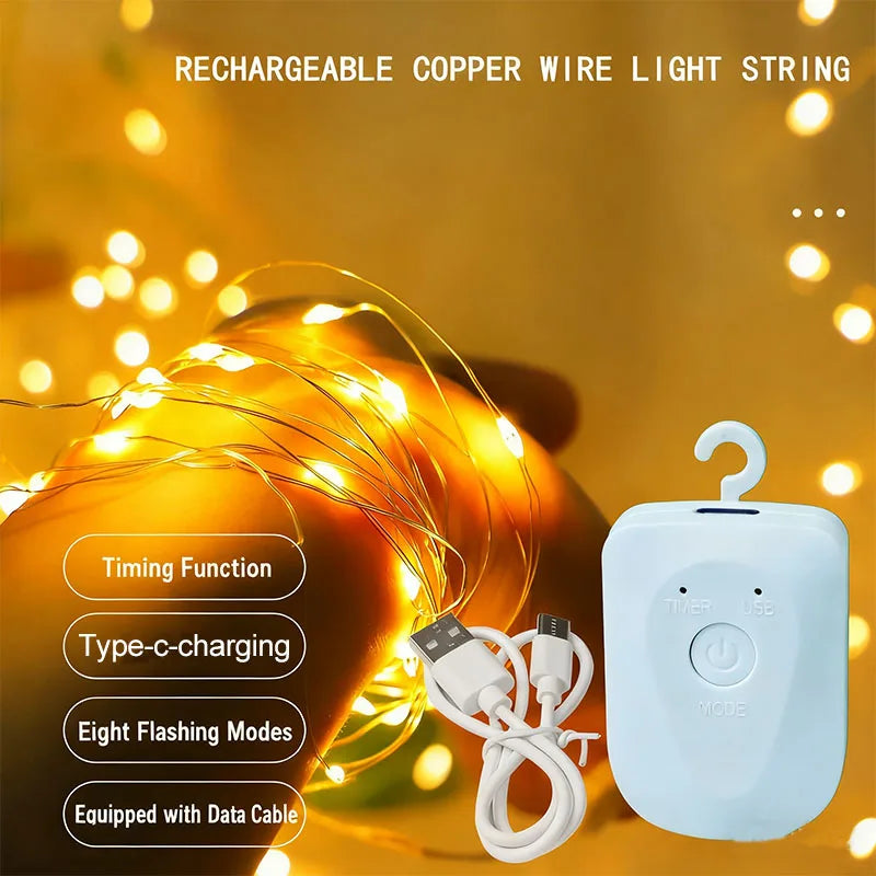 guirlande lumineuse rechargeable led blanc moderne minimaliste modes crochet prise usb