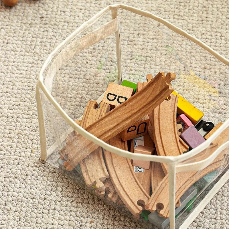sac rangement suspendu transparent moderne grande capacité poignées détachables jouets enfants multifonctionnel