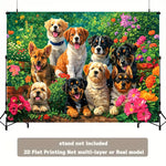 bannière 2D chien paysage floral multicolore illustration clips décoration intérieure moderne chambre salon