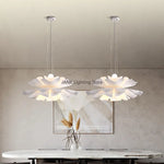 lampe suspendue moderne fleur stylisée blanc opacité chambre salle manger led dia40cm dia50cm dia60cm