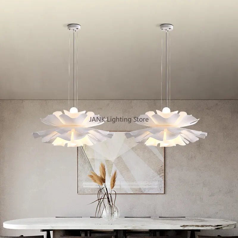 lampe suspendue moderne fleur stylisée blanc opacité chambre salle manger led dia40cm dia50cm dia60cm