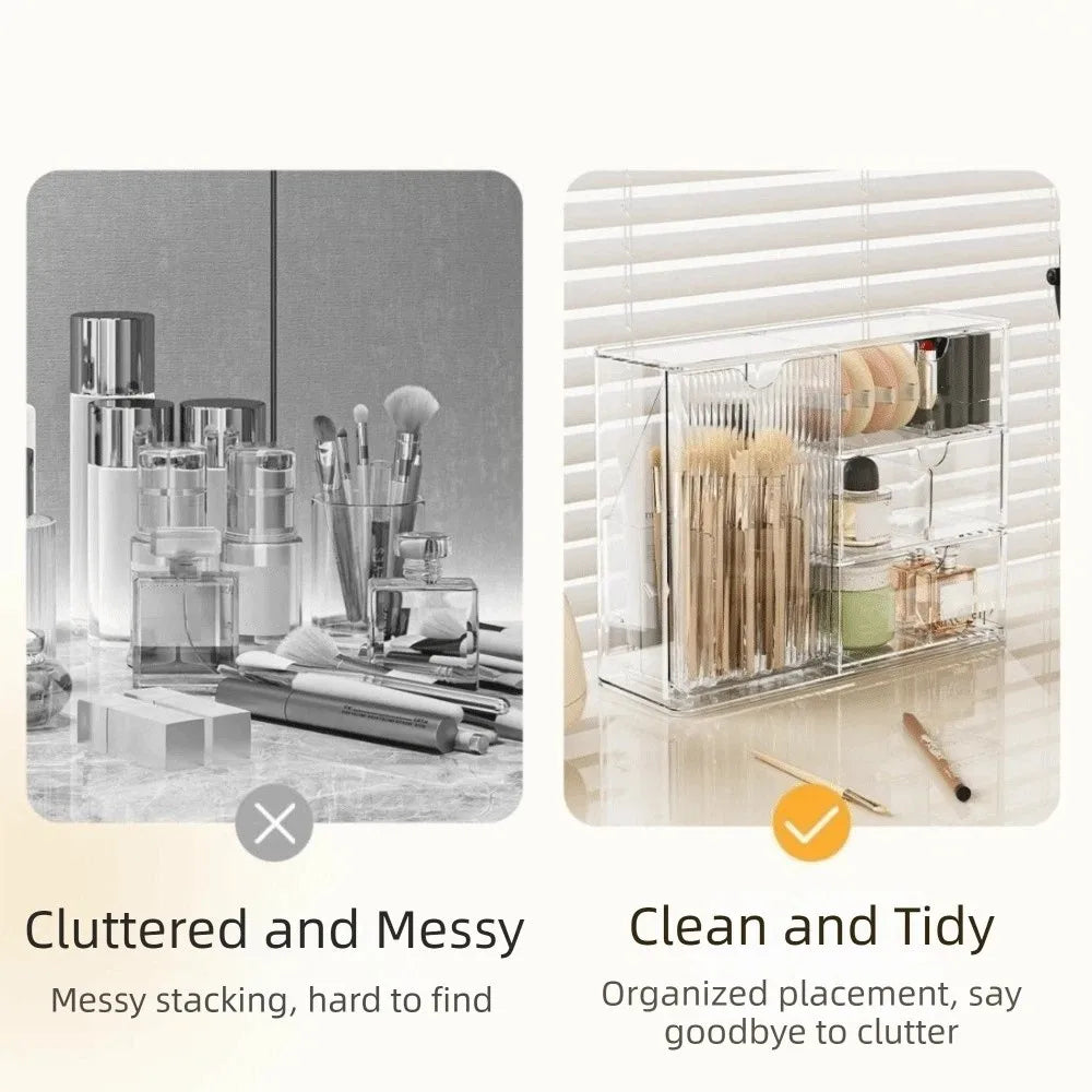 boîte rangement cosmétique transparente moderne grande capacité anti poussière brosse maquillage produits maquillage parfums