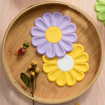 tapis silicone anti dérapant moderne fleuri violet vert jaune rose table placemat