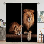 rideau lion lionne moderne 100 polyester noir marron beige 60x150CM 75x166CM 105x230CM 130x210CM
