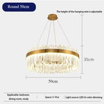 suspension lumineuse moderne dorée cristal chrome poli led télécommande transparente chambre salon