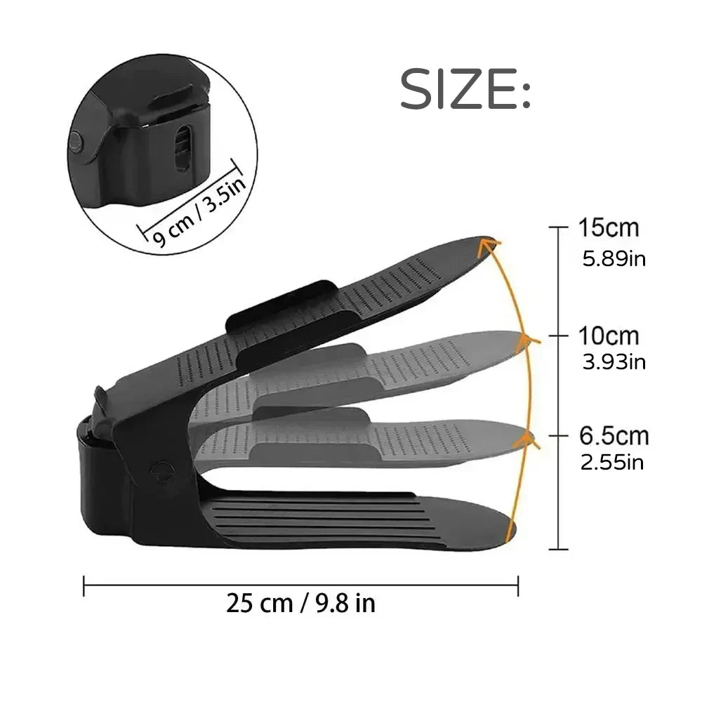 supports chaussures noirs texture perforée moderne clips 5pcs rangement résistant plastique