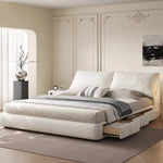 lit moderne beige clair tissage bois 150cm 180cm 200cm minimaliste chambre coucher