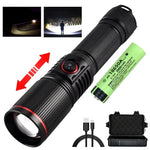torche rechargeable 30w led noire intense camping plein air modulaire zoom