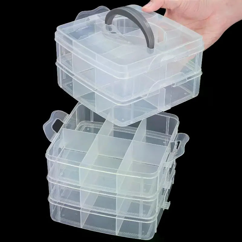 boîte rangement transparente velours compartiments réglables pratique moderne poignée