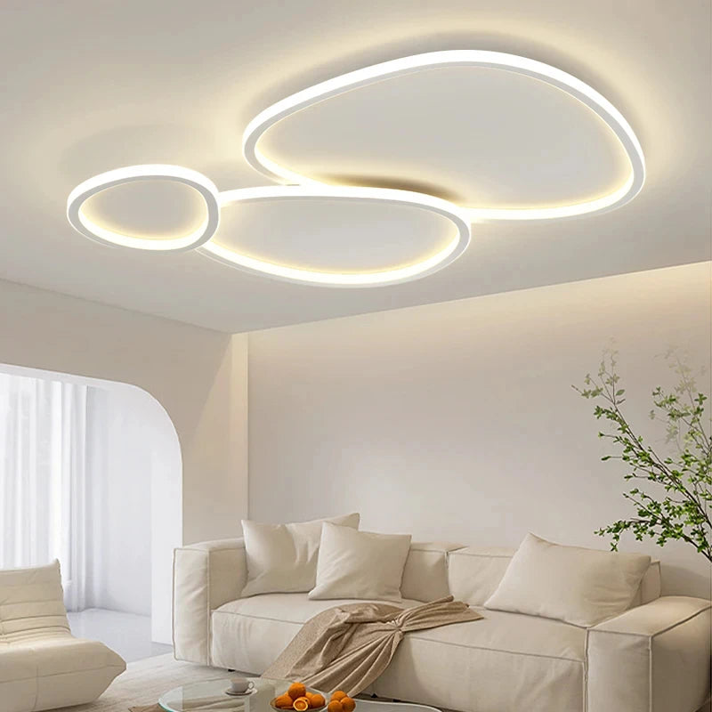 Lampe LED moderne circulaire télécommande noir blanc encastré contemporain flux lumineux élevé