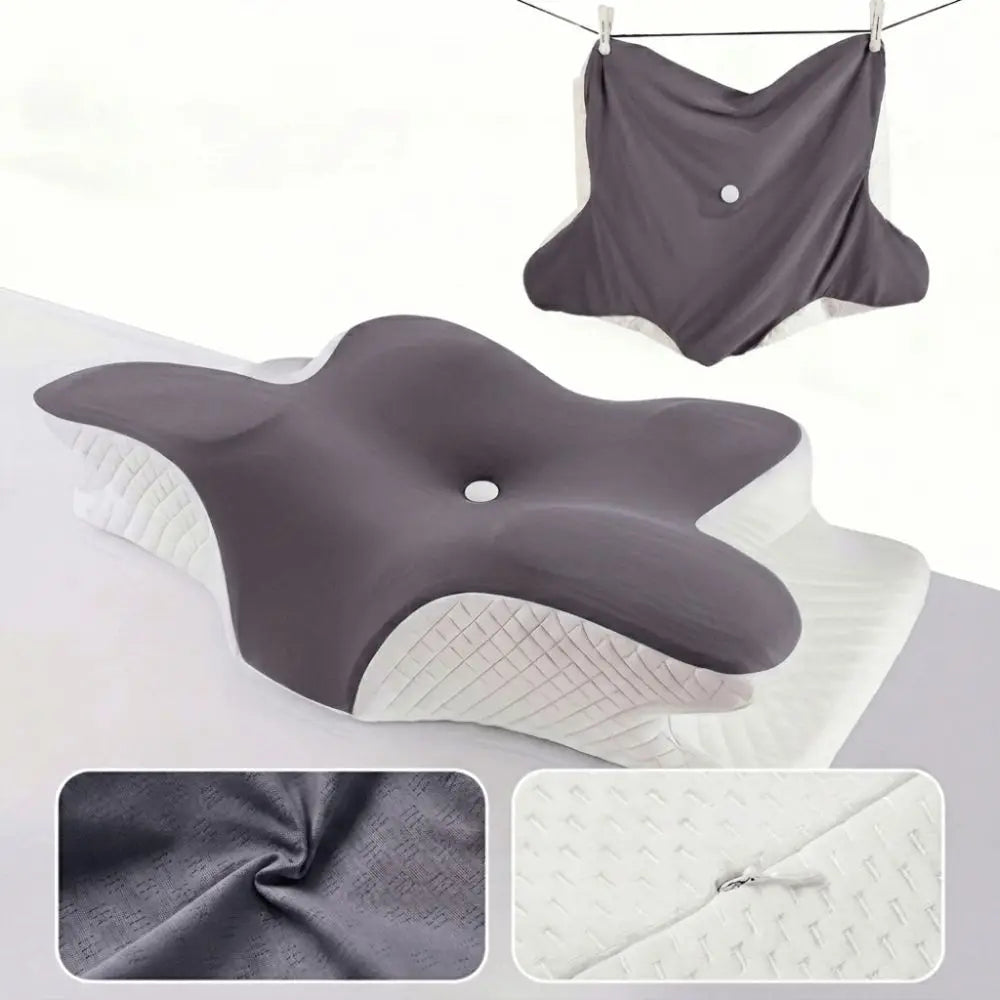 support cervical ergonomique gris doux tissu petit points confortable zip lit maison