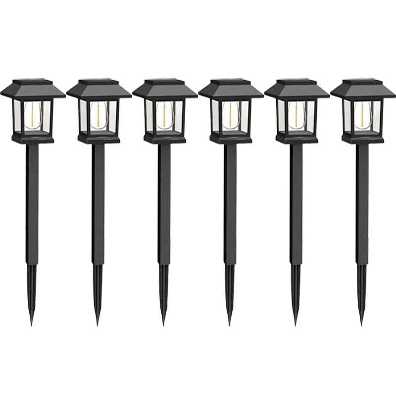 lampes solaires led modernes noires transparentes allées chemins jardins étanches 12 pack
