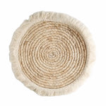 assiettes décoratives boho spirales franges naturel beige noir blanc rustic murales tressées