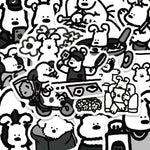 sticker cartoon personnages noir blanc adhésif mignon dessin animé divers motifs bricolage