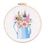 broderie fleur artisanale kit diy tissu coton couleurs vives instructions françaises anneaux bois