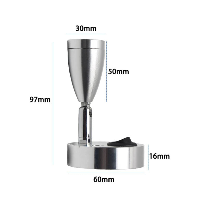 lampe table led 12v noir argent contemporaine réglable interrupteur aluminium mat