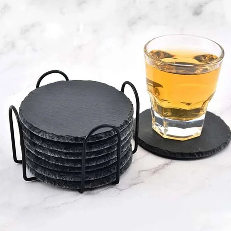 coasters noirs minimalistes support métallique rangement cuisine respectueux environnement utilisation multiple