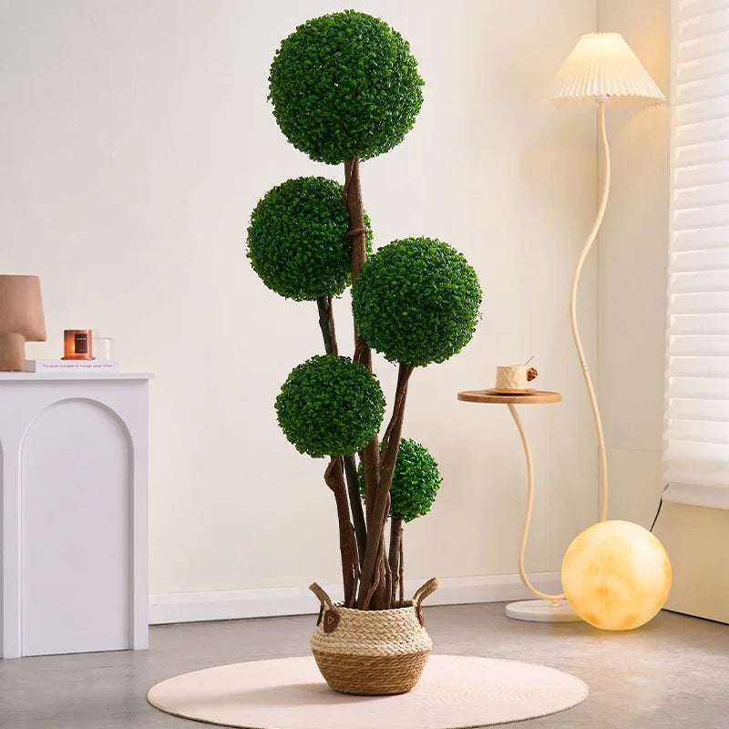 décoration extérieure plante artificielle boule verte moderne pot haute simulation feuillage