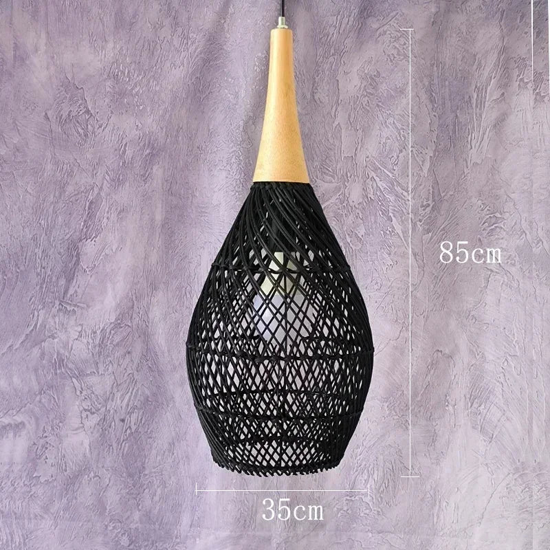 suspension lumineuse pendentif rotin noir moderne salon cuisine chambre