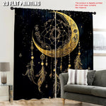 rideau boho lune noir étoiles géométriques opaques salon chambre coucher