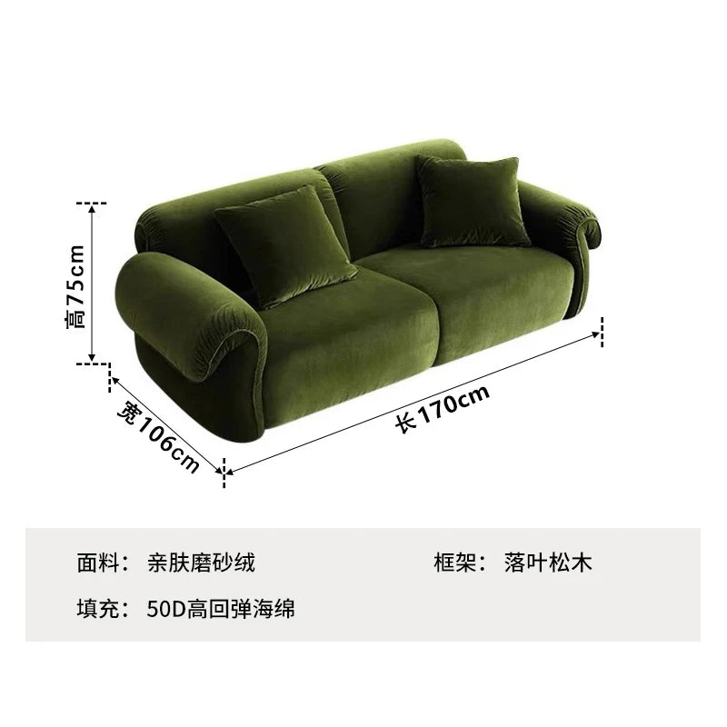 canapé vert olive moderne tissu uni bois coussins décoratifs sectionnel français minimaliste