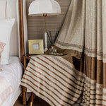 rideau moderne imprimé floral rayures beige marron gris clair opulent salon chambre coucher