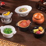 assiettes miniatures dessert blanc noir assiettes rustiques classiques textures marbrées accessoires cuisine poupée
