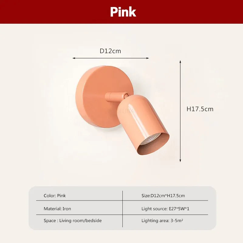 lampe murale moderne vert olive rouge beige rose pâle mat ampoule E27 5W