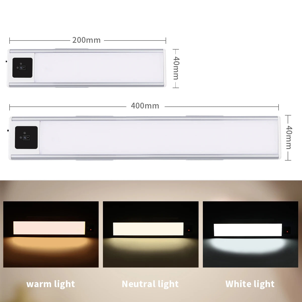 luminaire led rectangle mural adhésif blanc moderne rechargeable capteur mouvement chambre cuisine