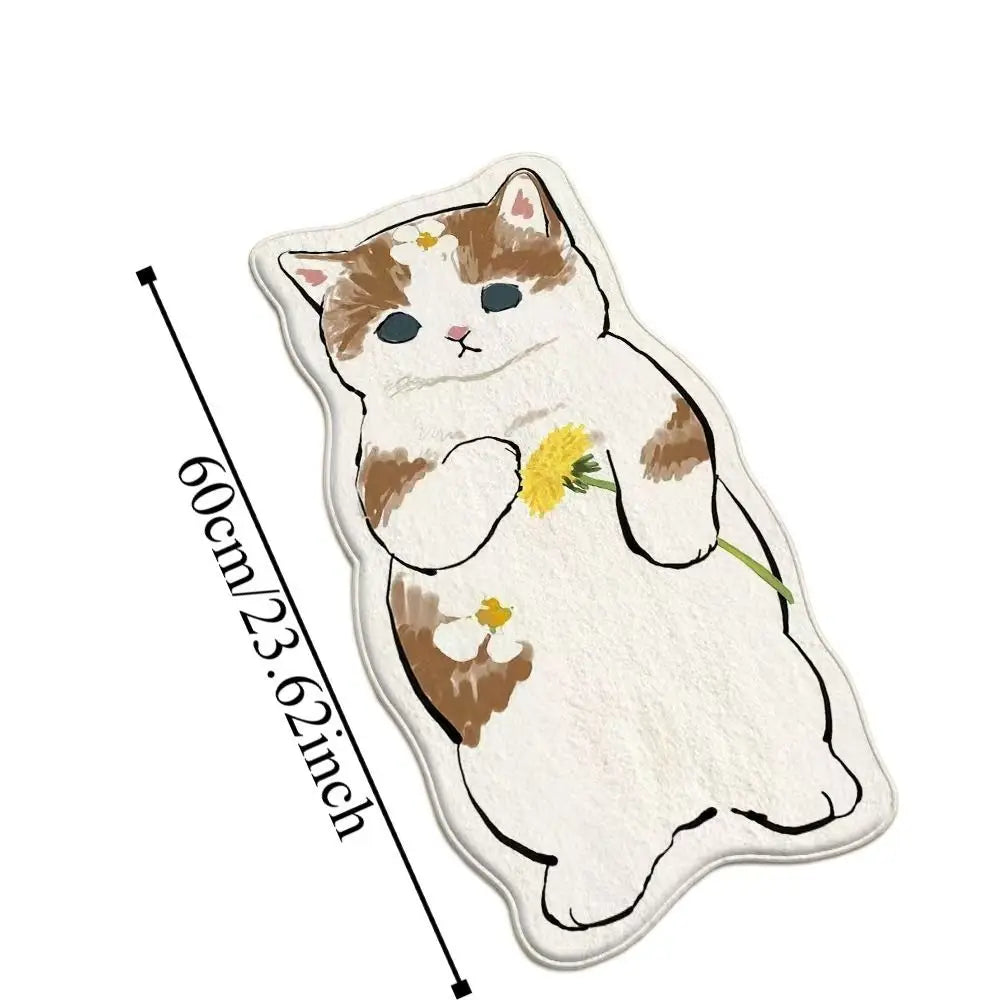 tapis gris cartoon chats motifs floraux polyester lavable machine maison chambre