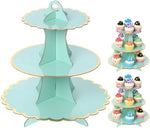 support cupcakes iridescent moderne rayures horizontales motifs floraux dorés anniversaire festive
