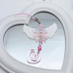 porte clés décoration papillon ailes cœur transparents blanc rose romantique