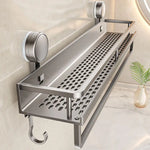 étagère murale argentée perforée moderne adhésif crochets tasse brosses dents