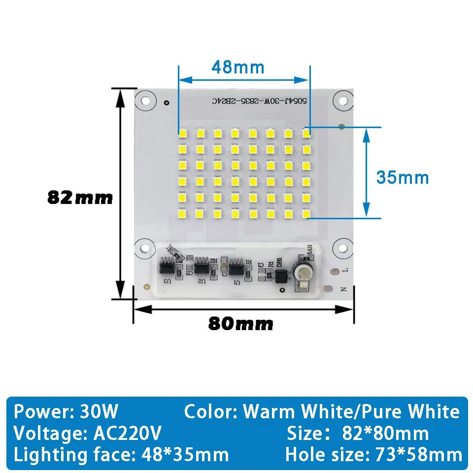 plaque led 100w blanc matrice diodes ic intelligent ac220v moderne technologique