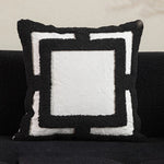 coussin noir blanc brodé géométrique moderne fixé 45x45cm décoration