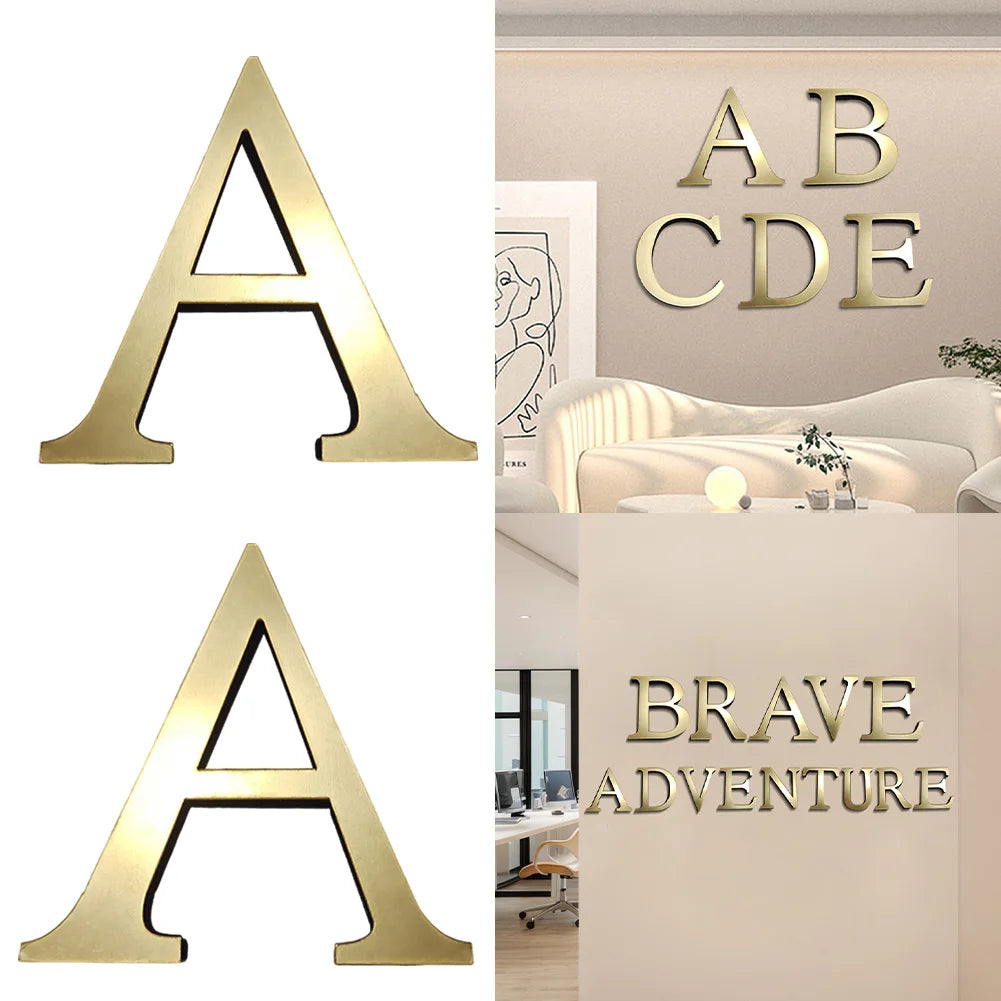 lettres murales or brillantes classiques adhésives alphabet anglais diy stickers decoration maison 10cm
