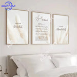 affiches toile minimaliste moderne motifs floraux texte calligraphique blanc beige doré 50x70 40x60 30x40