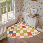 tapis multicolore géométrique moderne chambre salon doux confortable polyester blanc