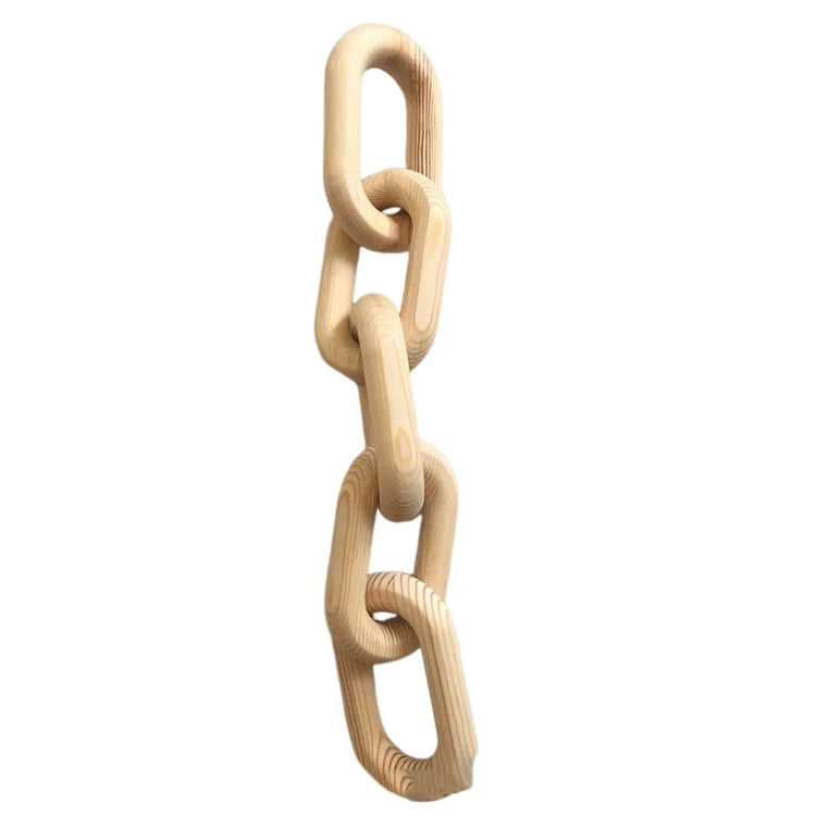 décoration table basse bois maillons chaîne moderne sculpture nœud minimaliste 54cm