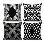 housse coussin polyester motif géométrique noir blanc moderne lit salon voiture