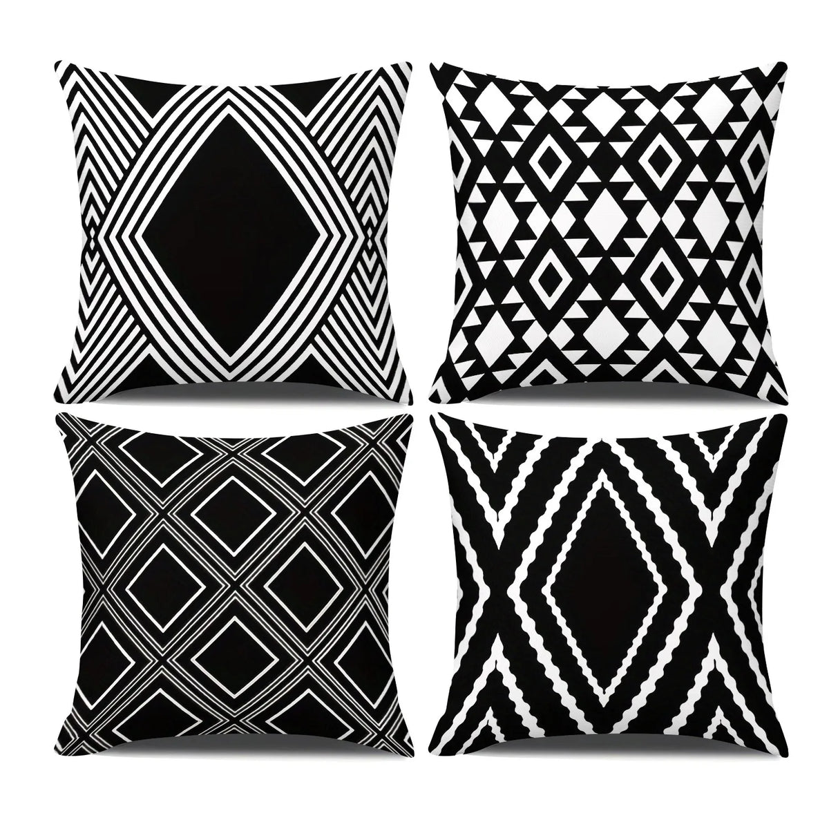 housse coussin polyester motif géométrique noir blanc moderne lit salon voiture