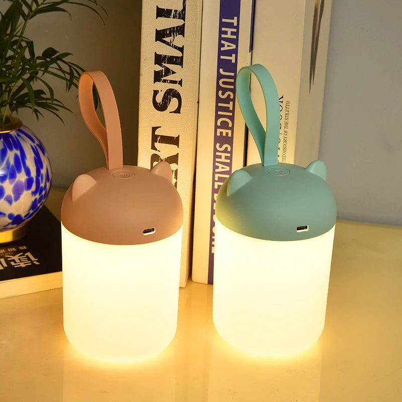 lampe table rechargeable veilleuse led rose clair vert pastel moderne animalier contrôle tactile