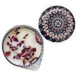 bougies parfumées cire soja parfum mandala boho chic bleu rose noir blanc aromathérapie