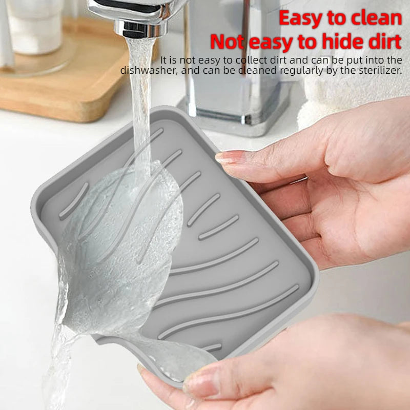 support savon silicone rayures ondulées gris noir vert moderne pratique