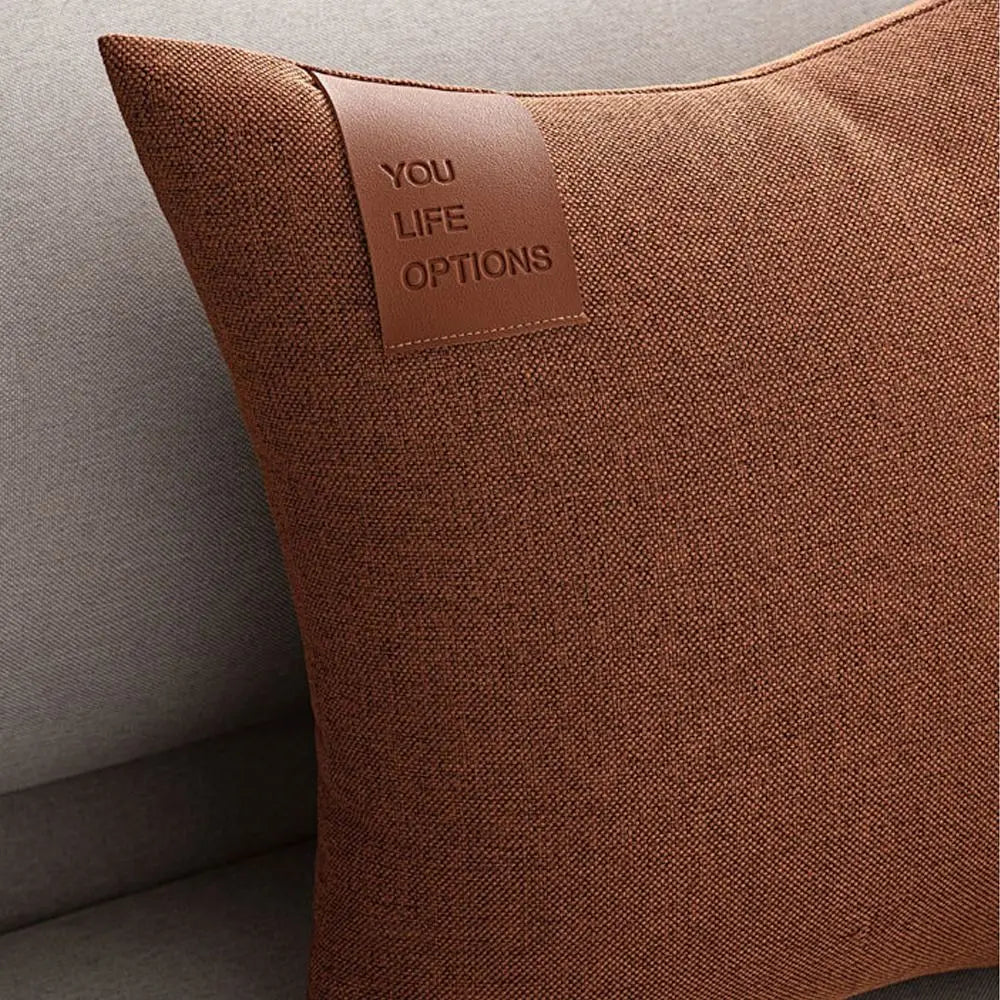 housse coussin moderne géométrique bleu marine marron gris 40x40 50x50 cm polyester coton