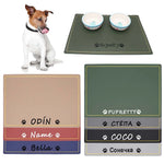 tapis imperméable antidérapant chien motif patte nom personnalisable vert beige marron moderne lavable