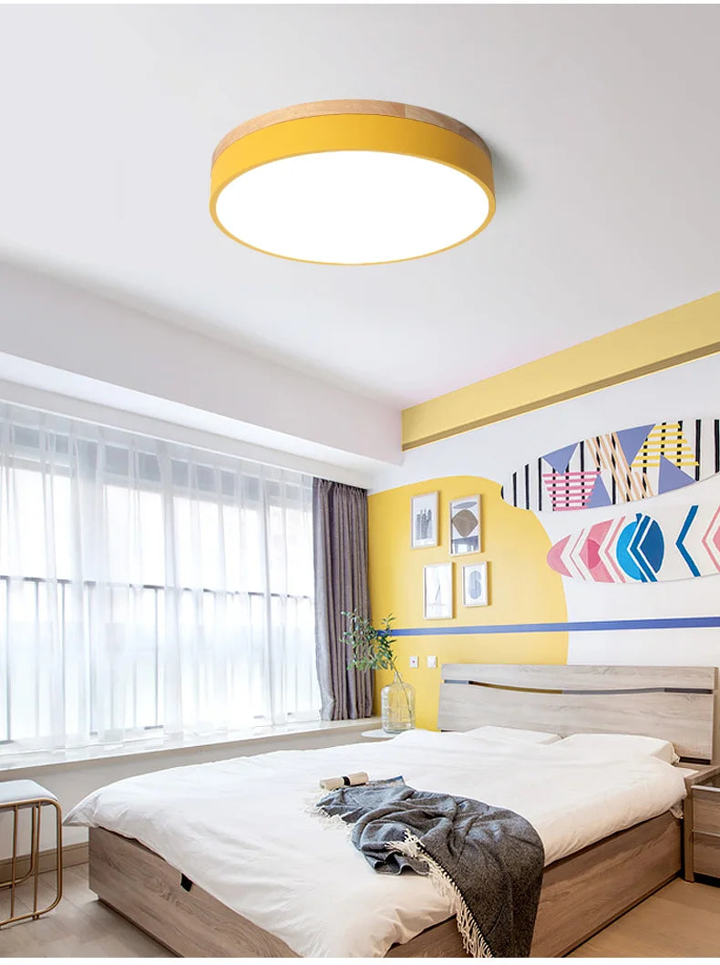 plafonnier led moderne gris bois rose jaune noir blanc minimaliste 27w 3sources