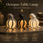 lampe table poulpe résine sculpturale led rechargeable usb gris noir blanc chambre